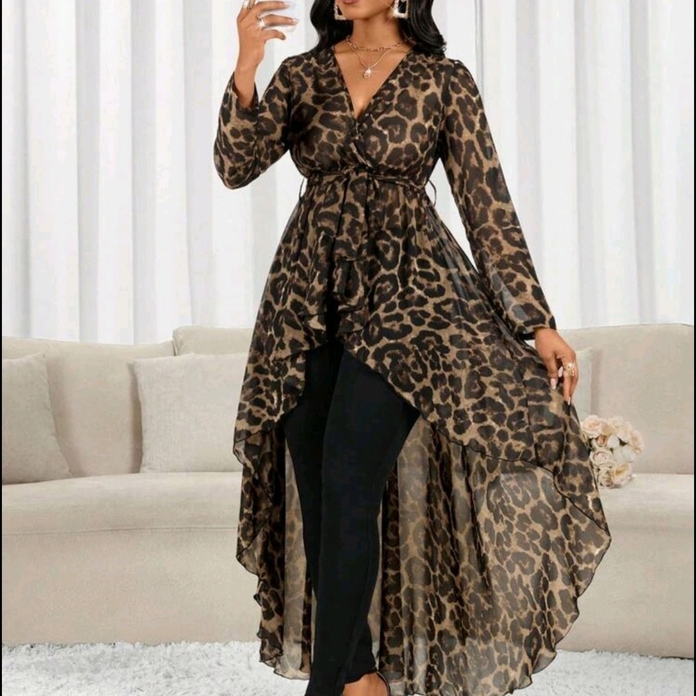 Leopard Print High-Low Dress